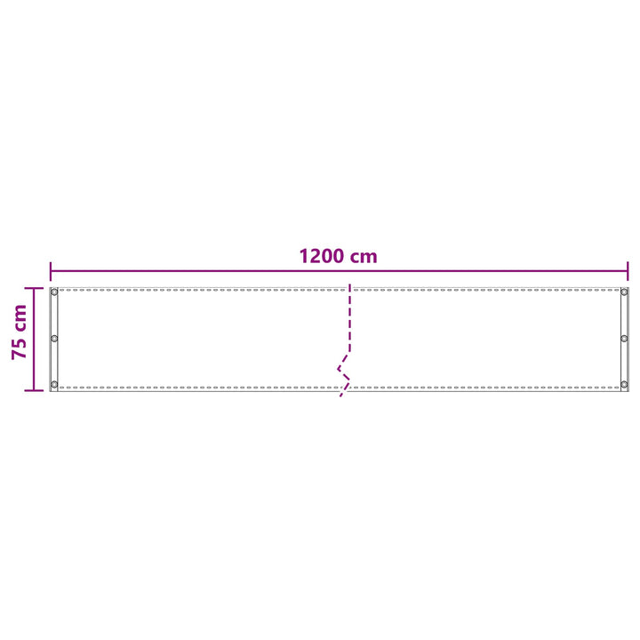 Altan Skærm Hvid 75 x 1200 cm HDPE og Aluminium