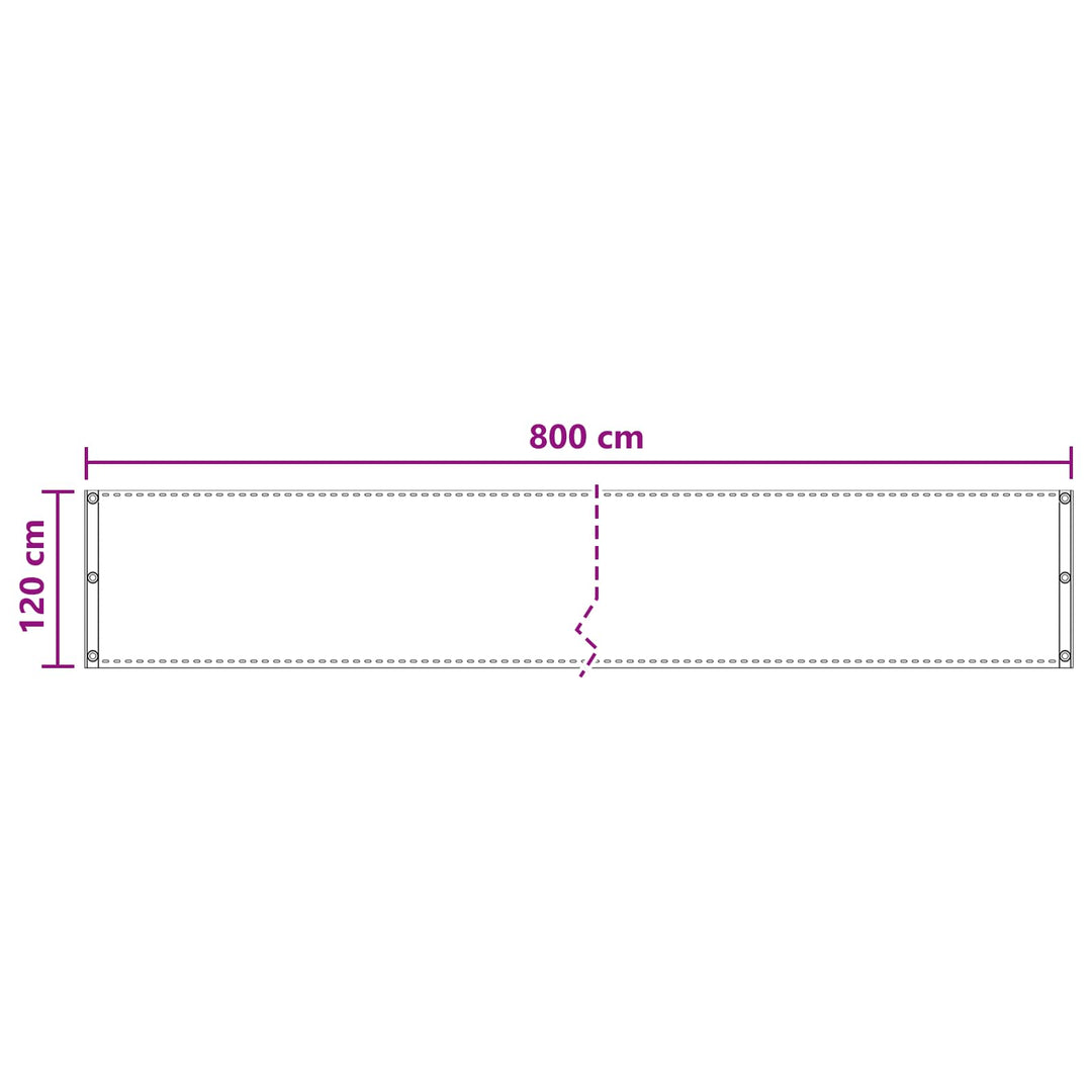 Altan Skærm 120 x 800 cm HDPE og Aluminium Rektangulær Gråbrun
