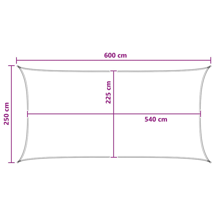 Solsejl 2,5 x 6 m HDPE Rektangulær Blå