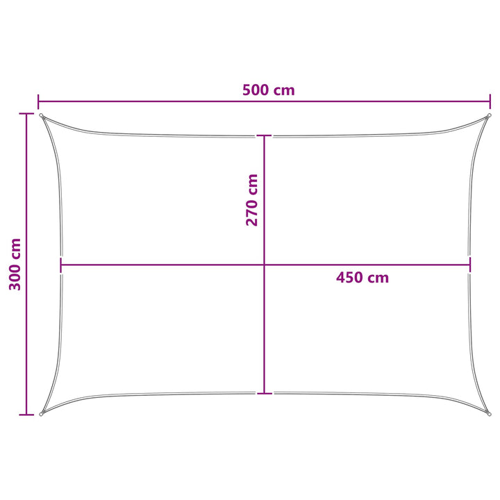 Solsejl Anthracit og hvid 3 x 5 m HDPE