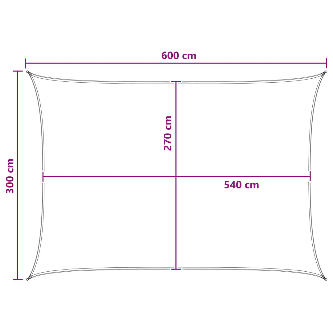 Solsejl Anthracit og hvid 3 x 6 m HDPE