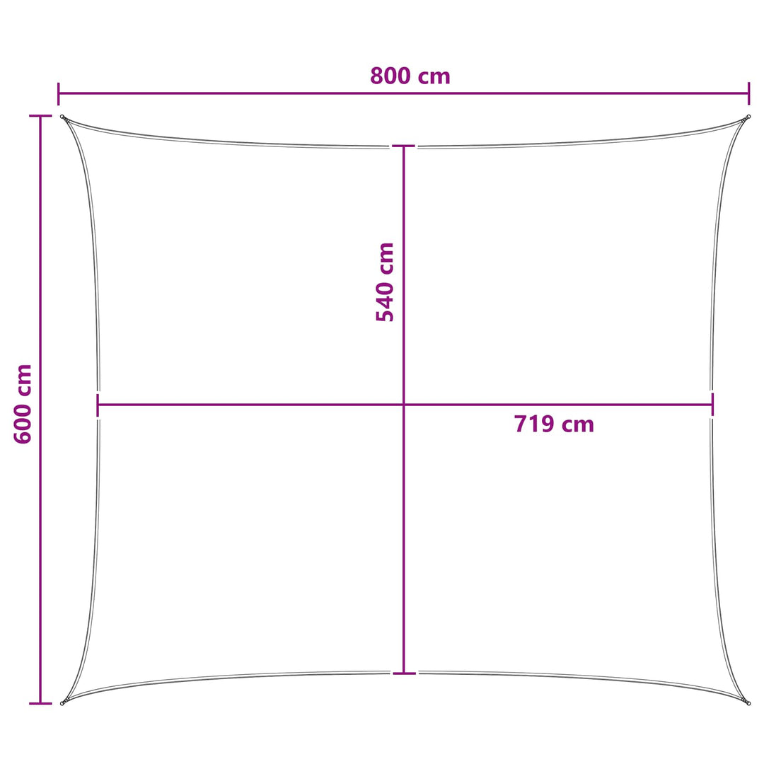 Solsejl Anthracit og hvid 6 x 8 m HDPE