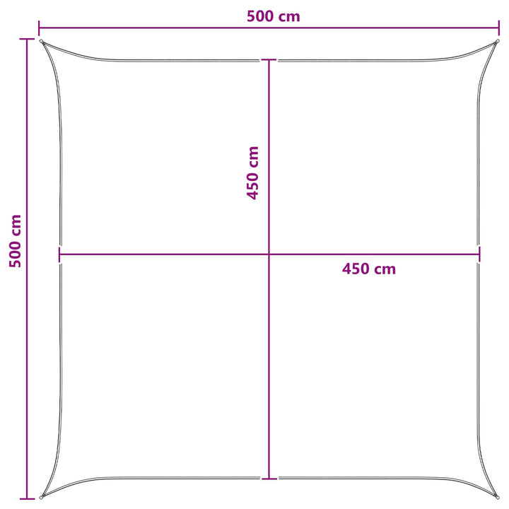 Solsejl Gul og Hvid 5 x 5 m HDPE