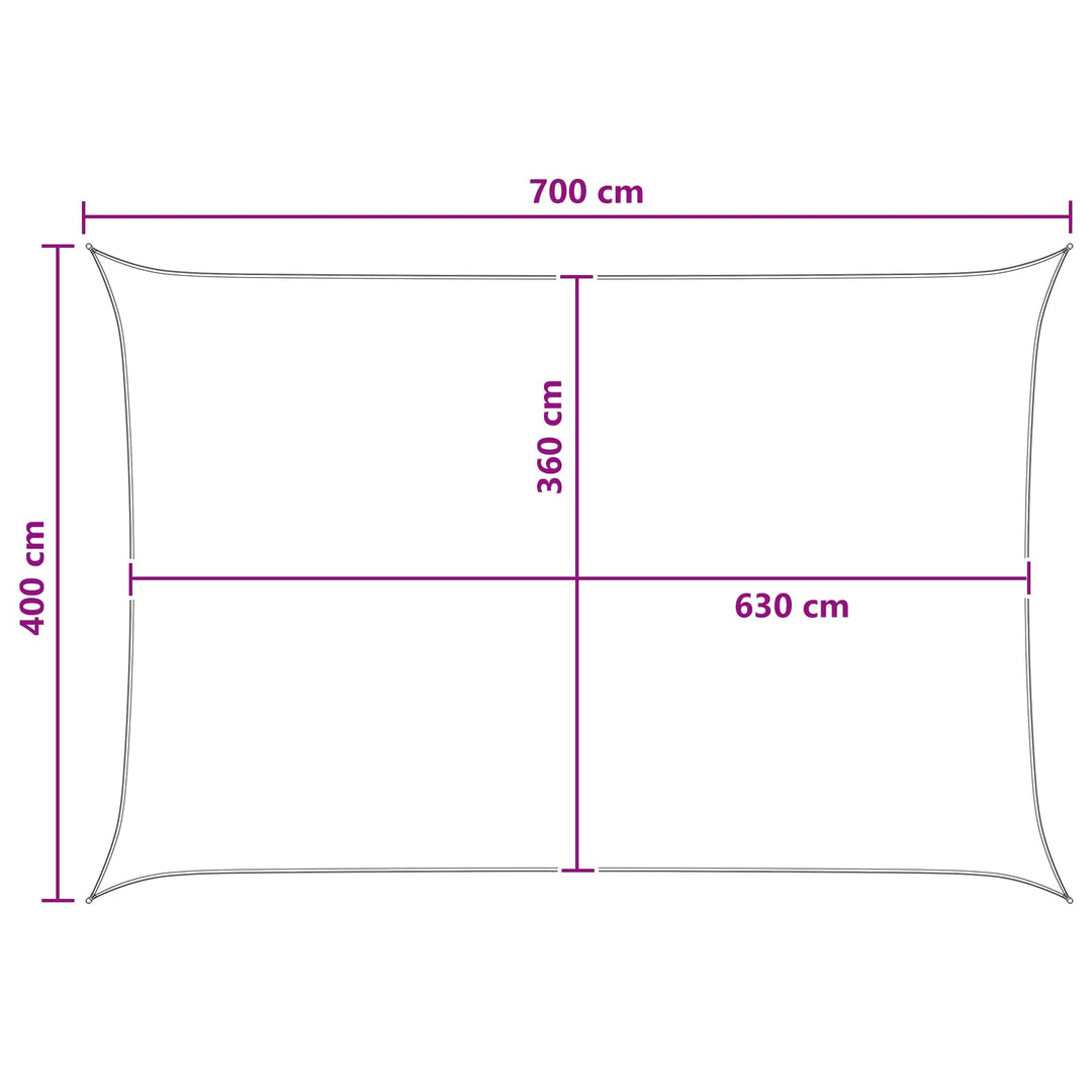 Solsejl Gul og Hvid 4 x 7 m HDPE