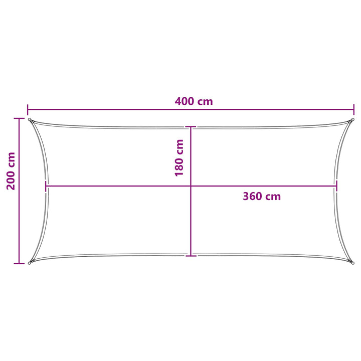 Solsejl 2 x 4 m HDPE Rektangulær Blå og Hvid