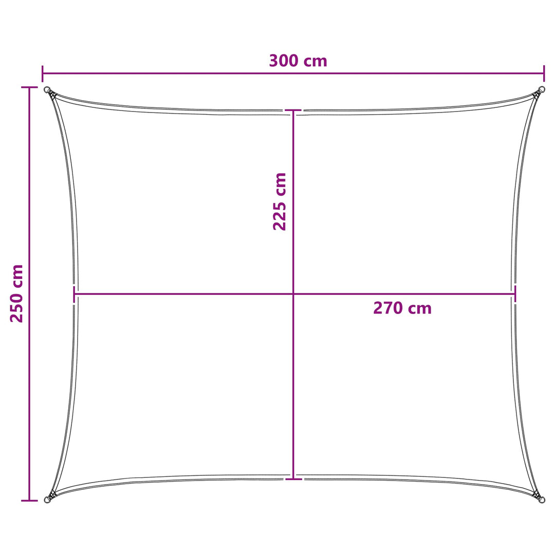 Solsejl 2,5 x 3 m HDPE Rektangulær Blå og Hvid