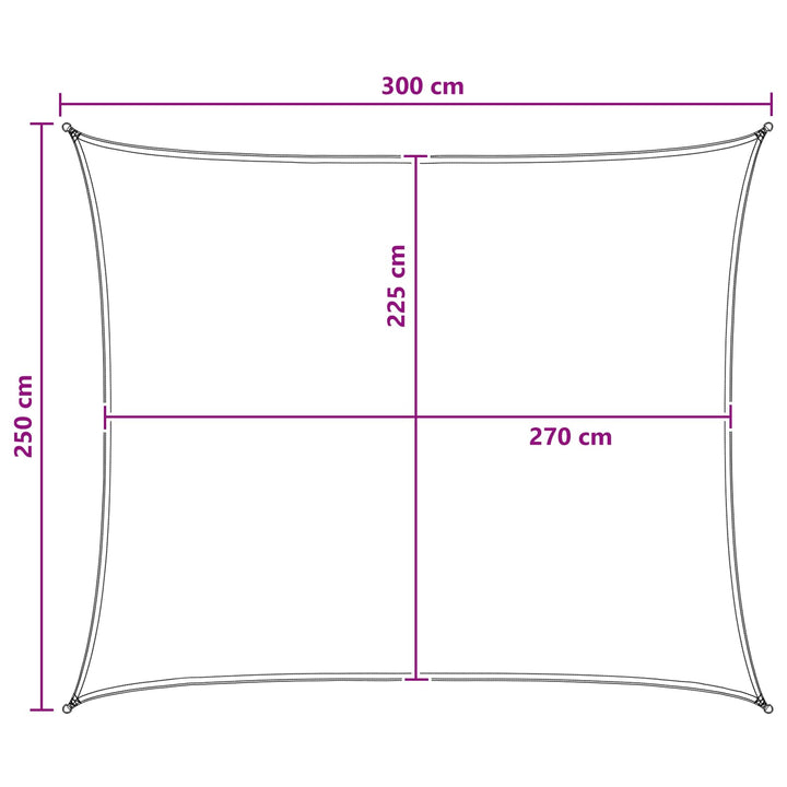 Solsejl 2,5 x 3 m HDPE Rektangulær Blå og Hvid