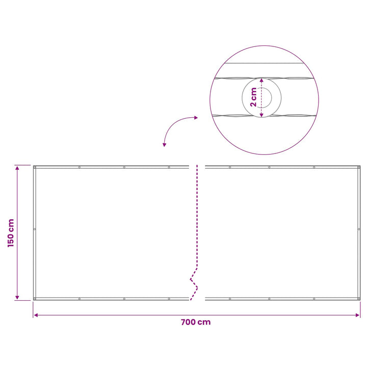 Balkon Afskærmning 150 x 700 cm Stof med PU-belægning Antracit