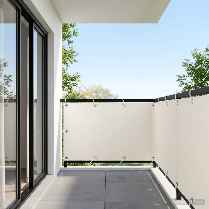 Balkon Afskærmning 150 x 400 cm Stof med PU-belægning Hvid