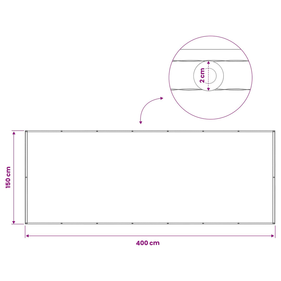 Balkon Afskærmning 150 x 400 cm Stof med PU-belægning Hvid