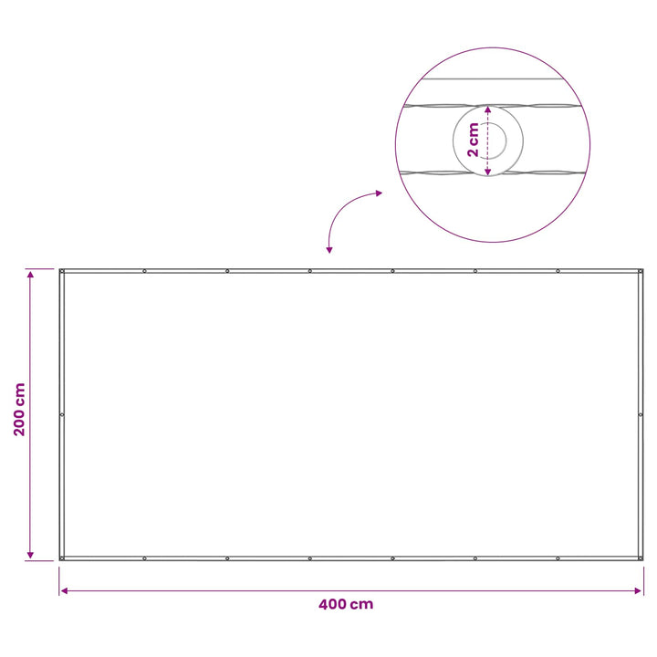 Balkon Afskærmning 200 x 400 cm Stof med PU-belægning Hvid