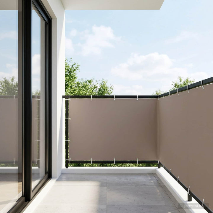 Balkon Afskærmning 150 x 600 cm Stof med PU-belægning Gråbrun