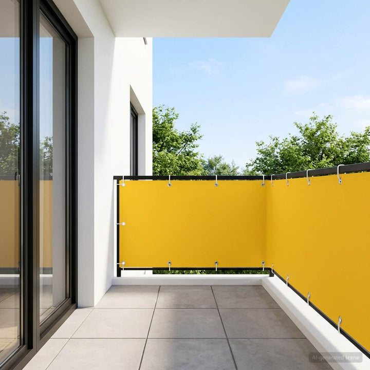 Balkon Afskærmning 150 x 600 cm Stof med PU-belægning Gul