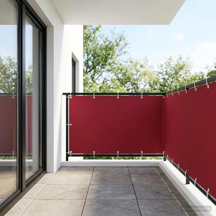 Balkon Afskærmning 150 x 800 cm Stof med PU-belægning Rød