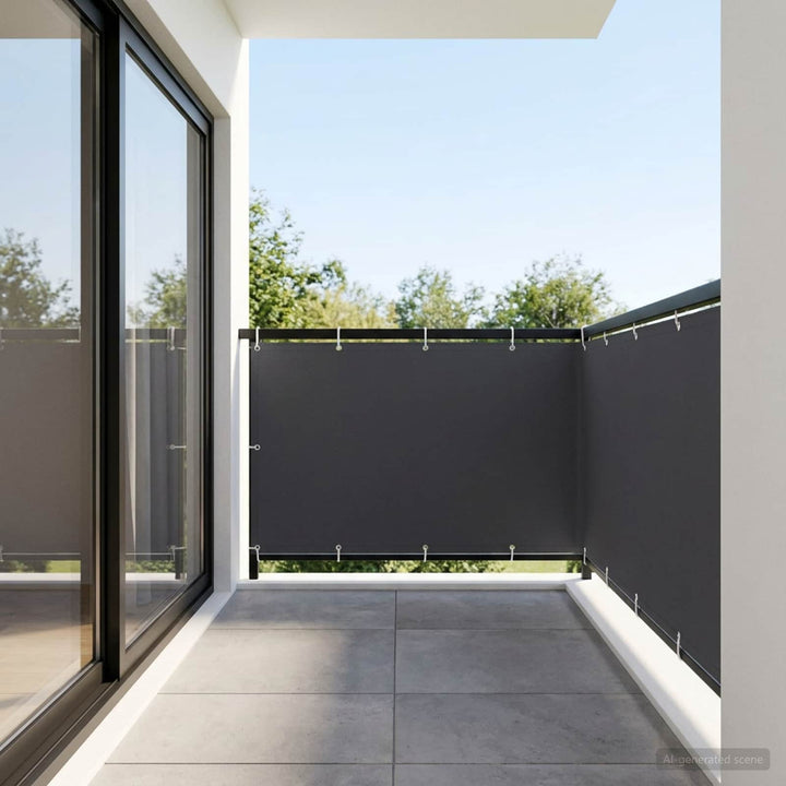 Balkon Afskærmning 150 x 1000 cm Stof med PU-belægning Sort