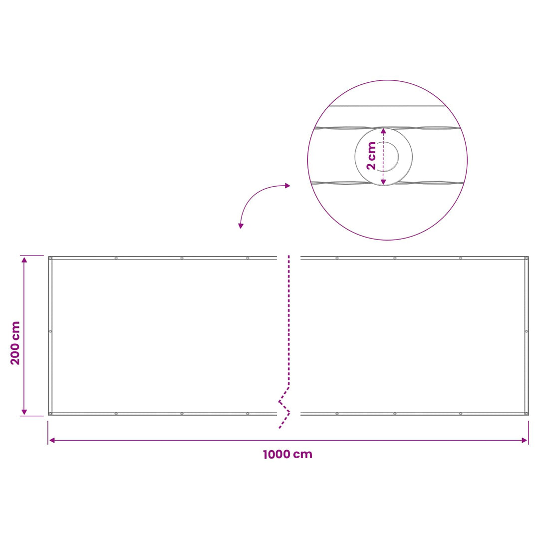 Balkon Afskærmning 200 x 1000 cm Stof med PU-belægning Sort