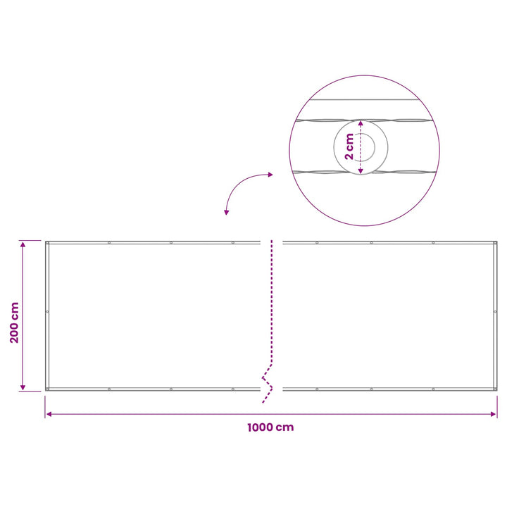 Balkon Afskærmning 200 x 1000 cm Stof med PU-belægning Sort