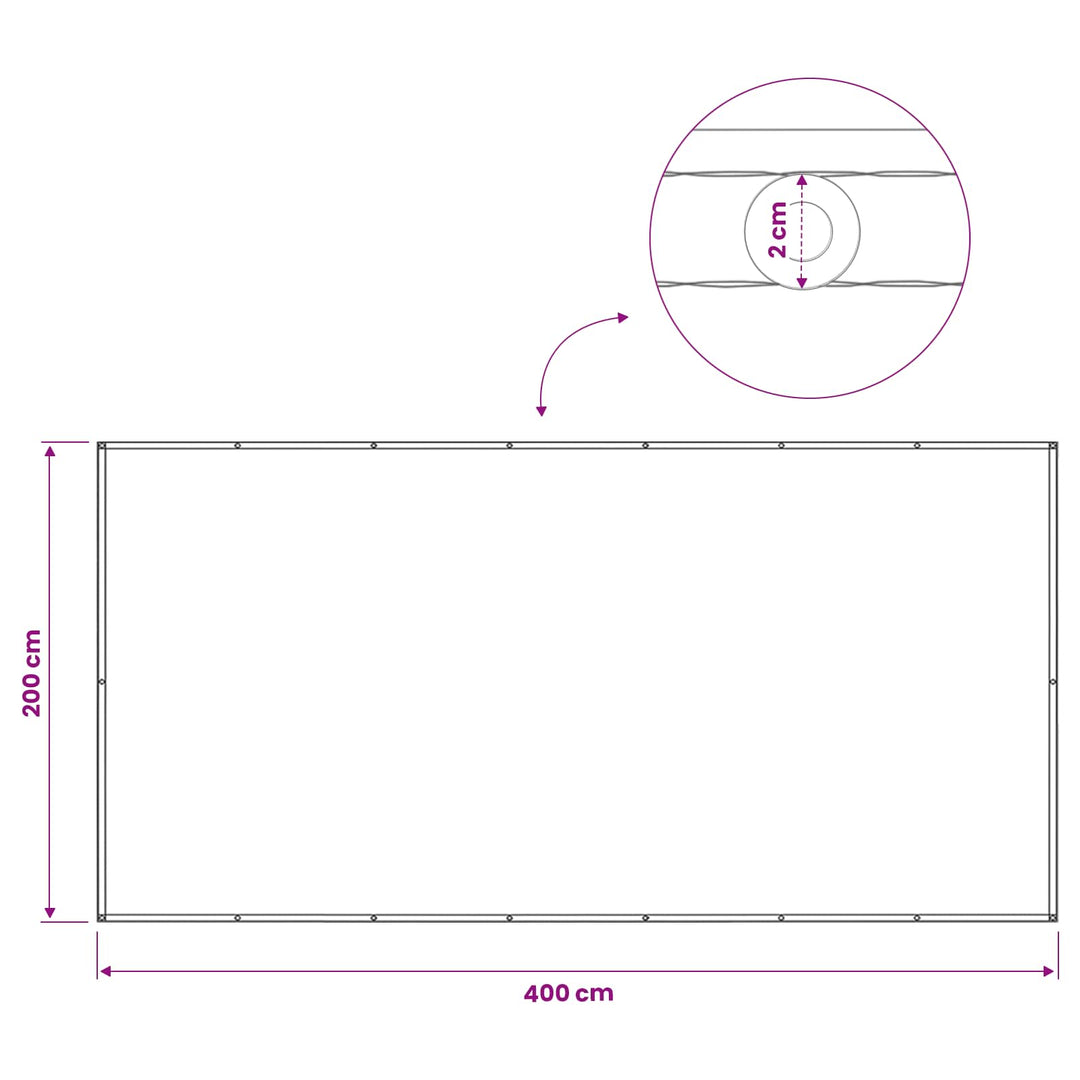 Balkon Afskærmning 200 x 400 cm Stof med PU-belægning