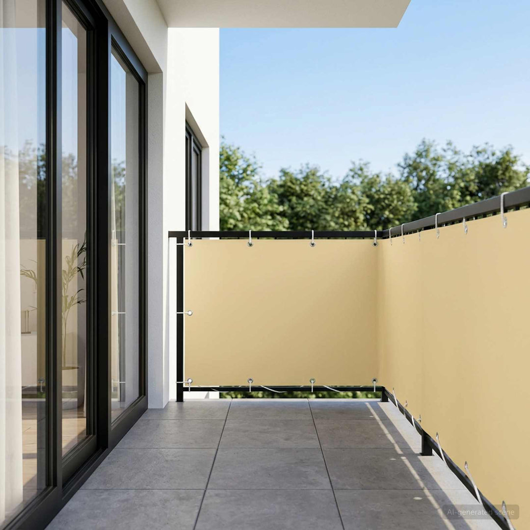 Balkon Afskærmning 1,2 x 15 m Stof med PU-belægning Beige