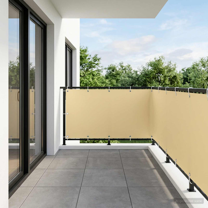Balkon Afskærmning 1,2 x 25 m Stof med PU-belægning Beige