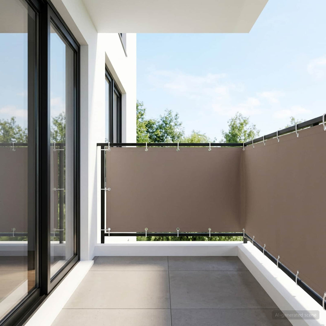 Balkon Afskærmning 1,2 x 25 m Stof med PU-belægning Gråbrun