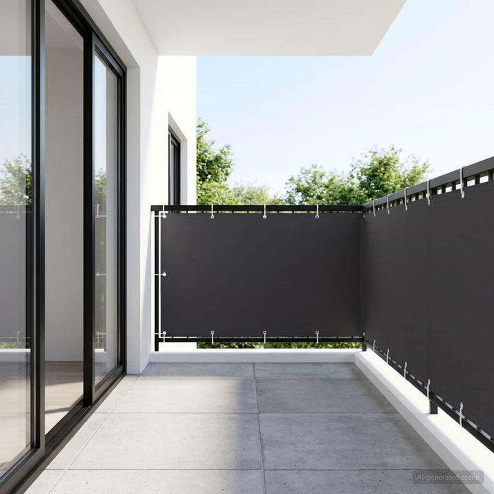 Balkon Afskærmning 1,2 x 25 m Stof med PU-belægning Sort
