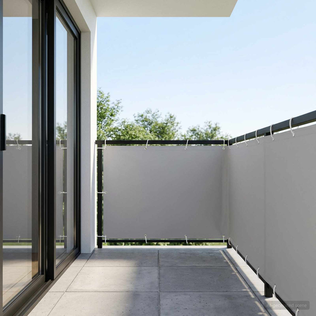Balkon Afskærmning 1,5 x 15 m Stof med PU-belægning Lysegrå