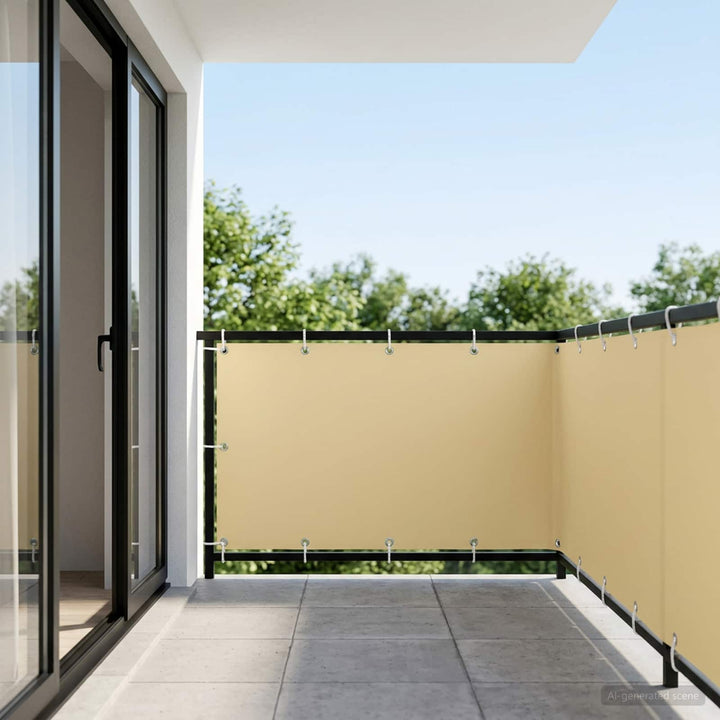 Balkon Afskærmning 1,5 x 15 m Stof med PU-belægning Beige