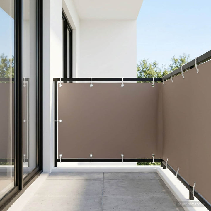 Balkon Afskærmning 1,5 x 15 m Stof med PU-belægning Gråbrun