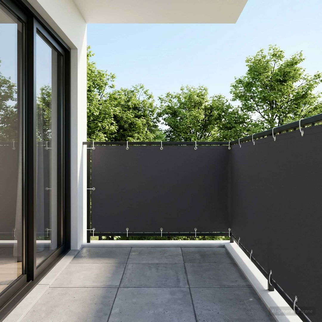 Balkon Afskærmning 1,5 x 15 m Stof med PU-belægning Sort