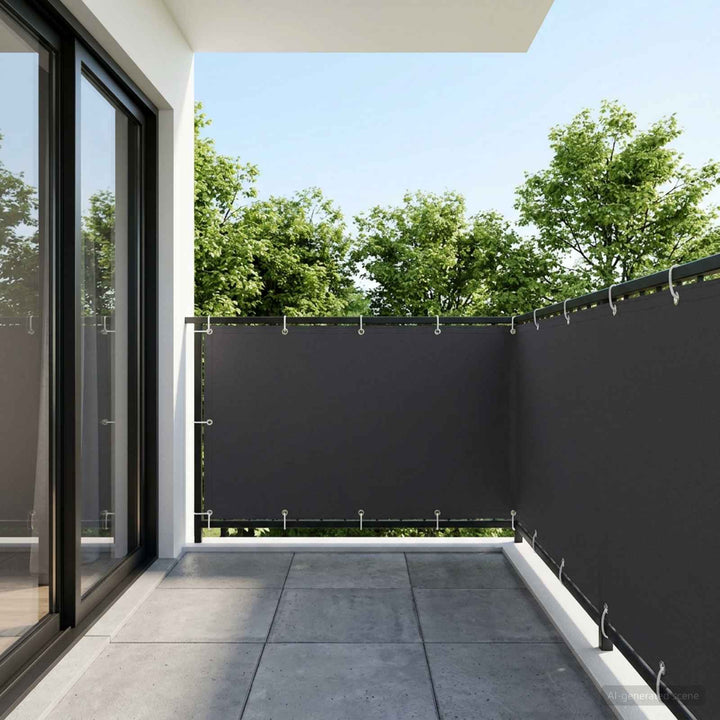 Balkon Afskærmning 1,5 x 15 m Stof med PU-belægning Sort