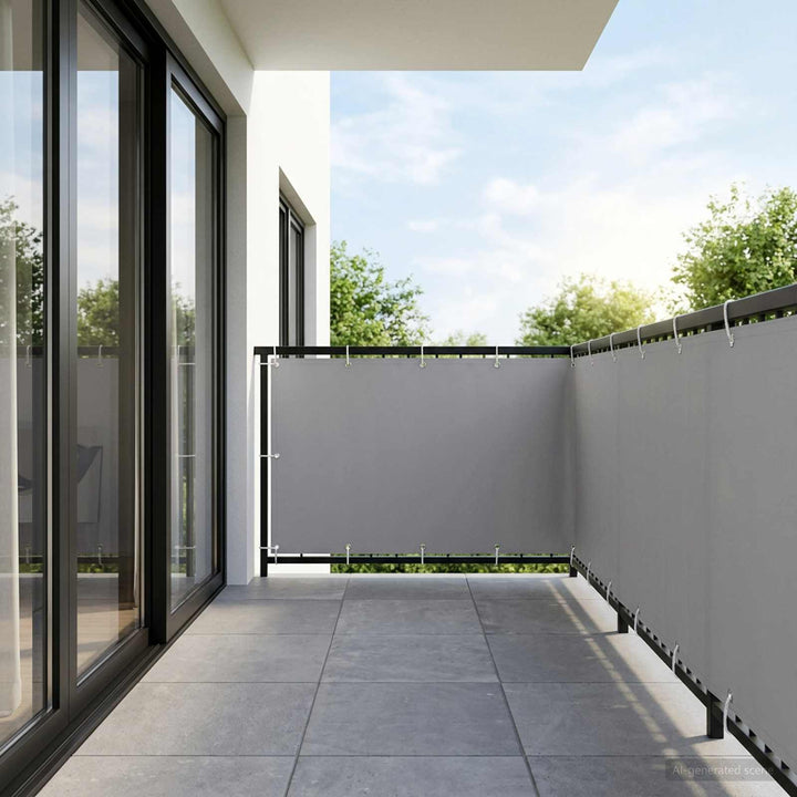 Balkon Afskærmning 1,5 x 25 m Stof med PU-belægning Lysegrå