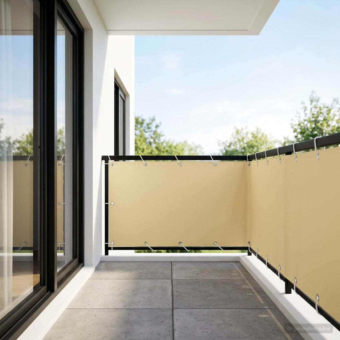 Balkon Afskærmning 1,5 x 25 m Stof med PU-belægning Beige