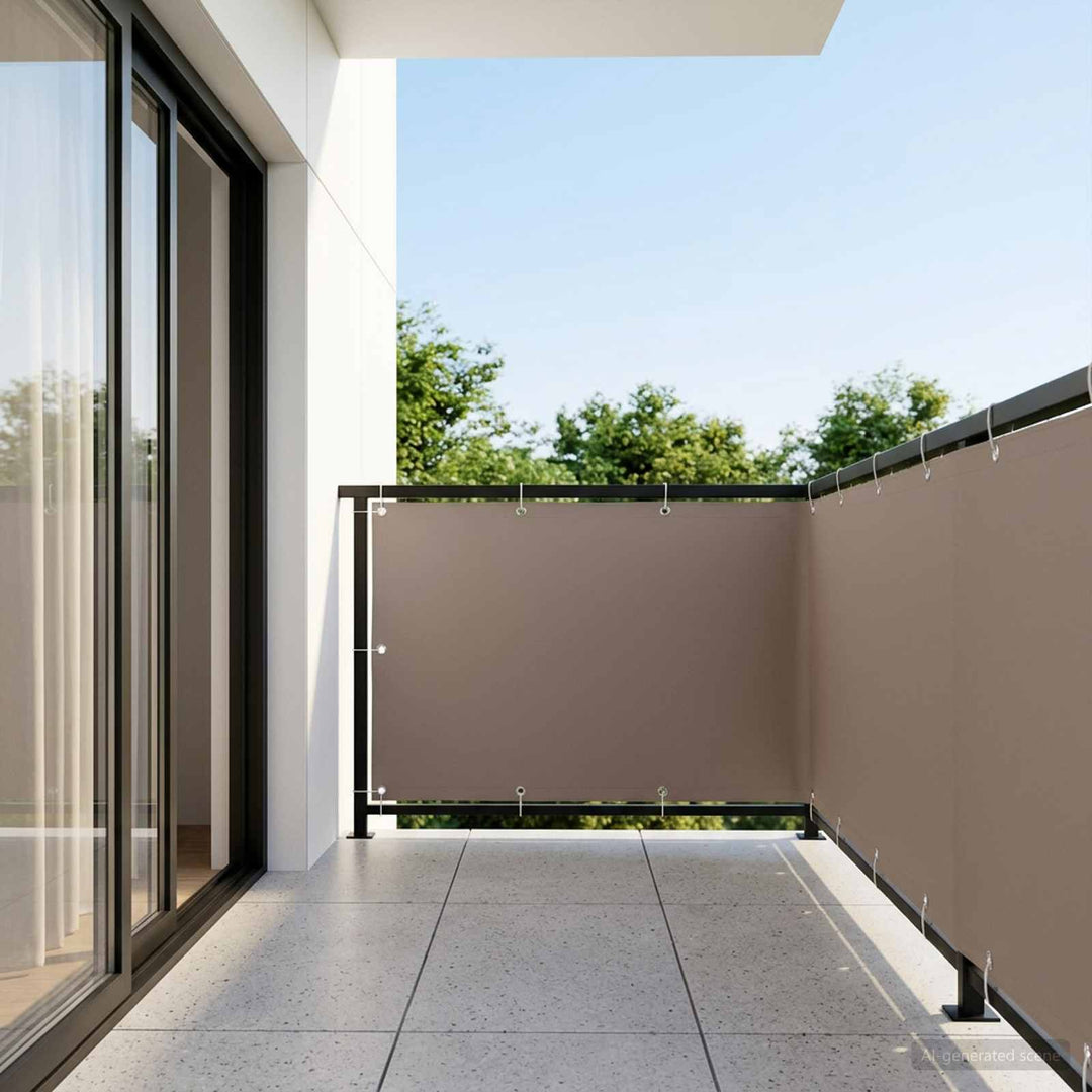 Balkon Afskærmning 1,5 x 25 m Stof med PU-belægning Gråbrun