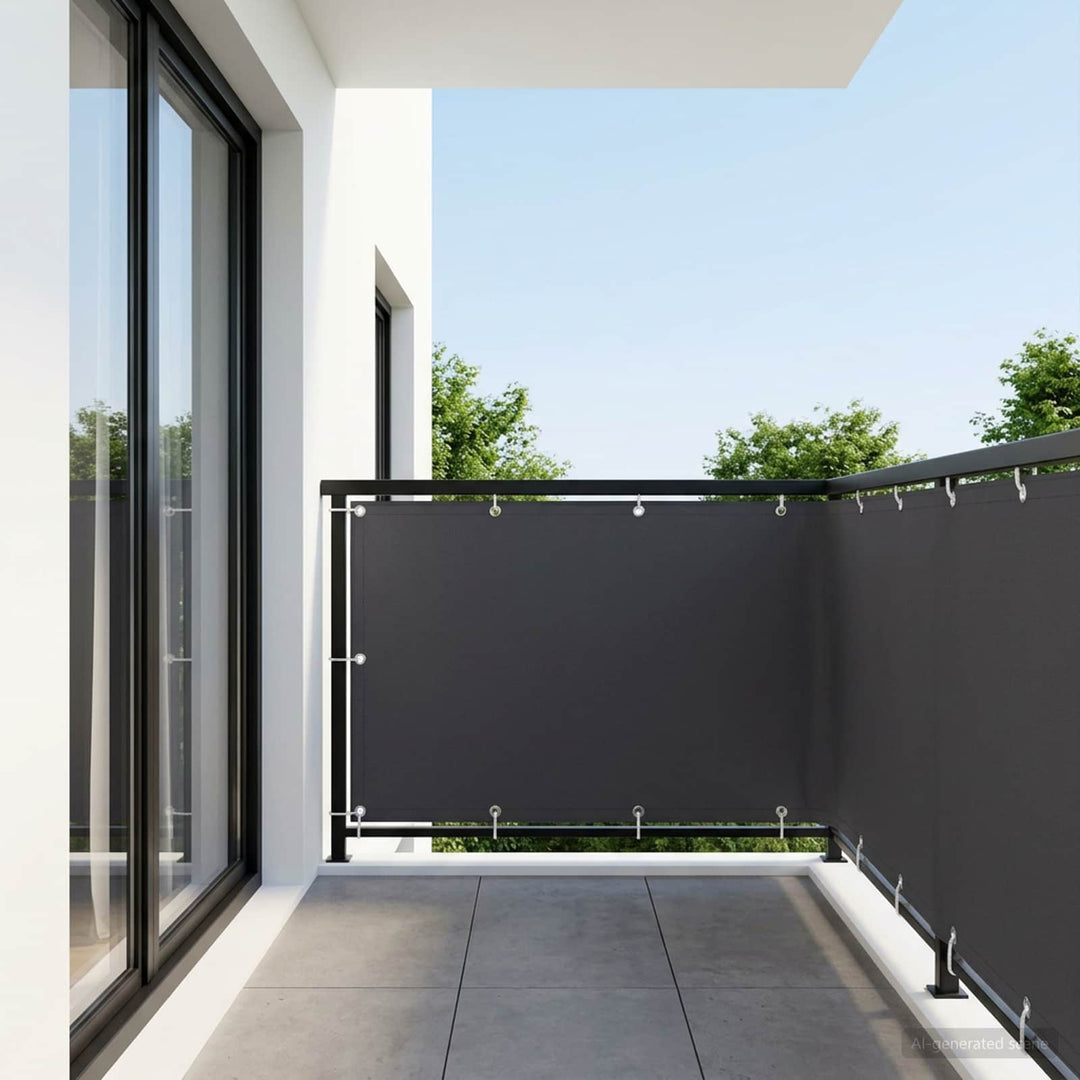 Balkon Afskærmning 1,5 x 25 m Stof med PU-belægning Sort