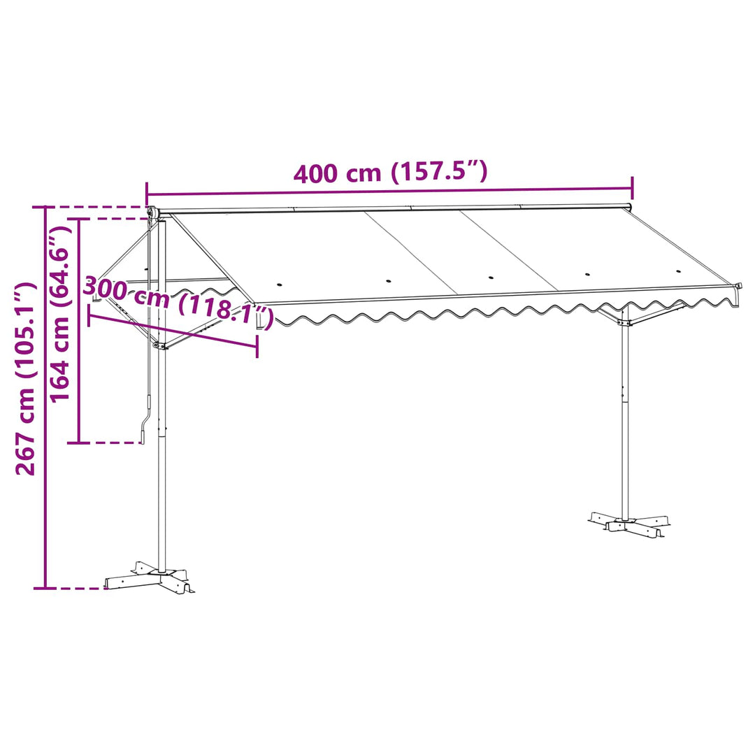 Fritstående markise 4 × 3 m Polyester Antracit