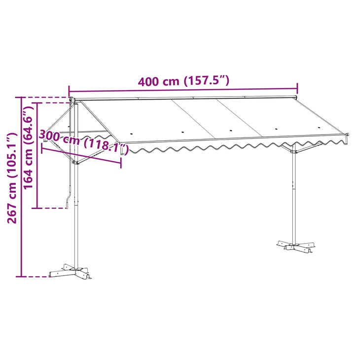 Fritstående markise 4 × 3 m Polyester Antracit