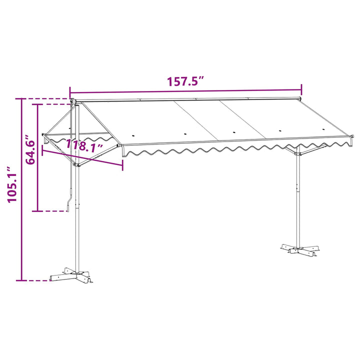 Fritstående markise 4 × 3 m Polyester Antracit