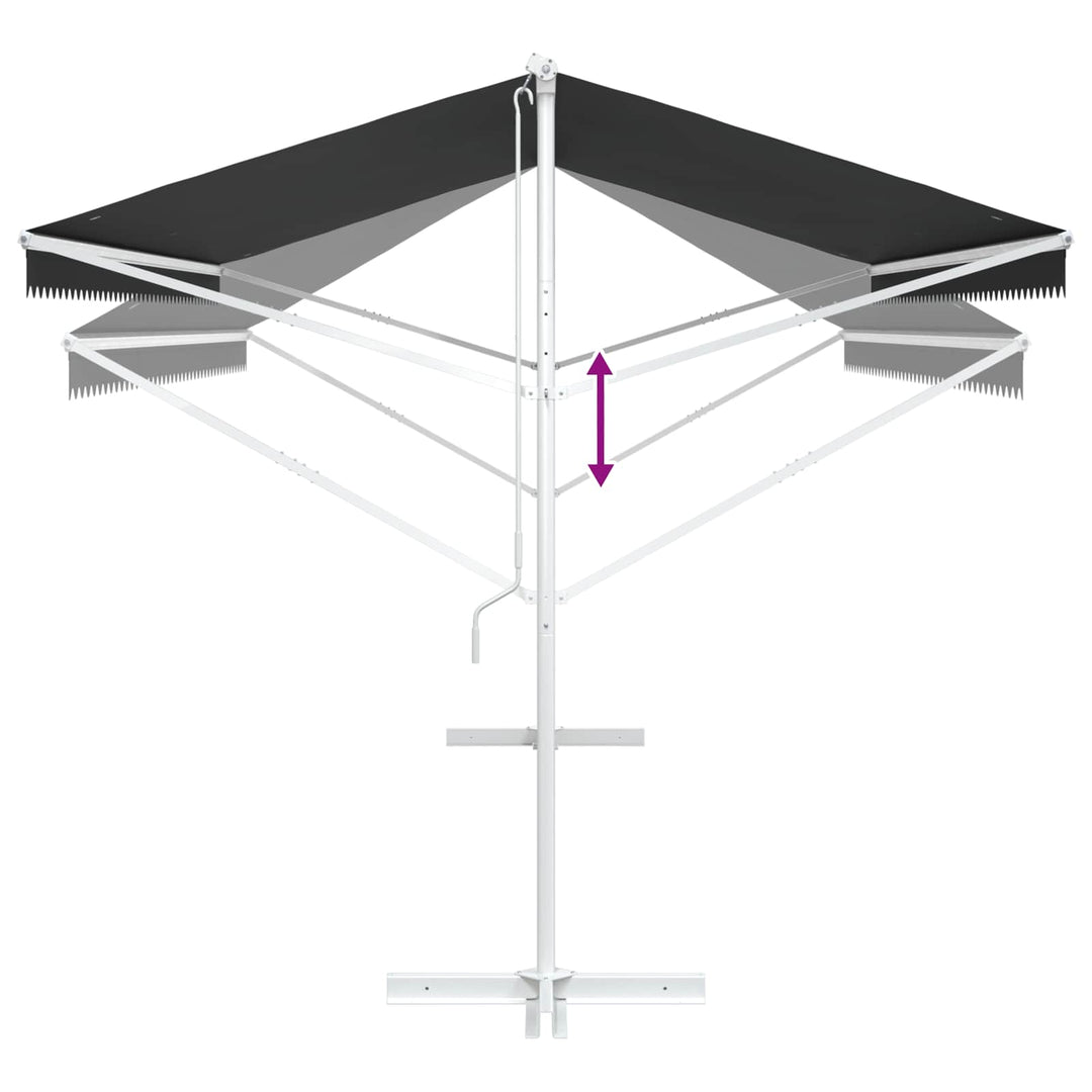 Fritstående markise Antracit 5 x 3 m Polyester