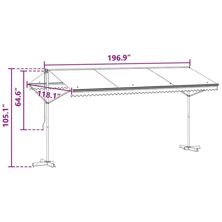 Fritstående markise Antracit 5 x 3 m Polyester