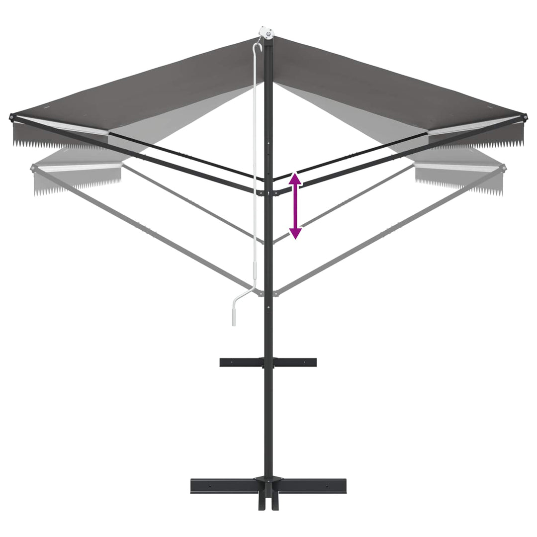 Fritstående markise Grå 5 x 3 m Polyester