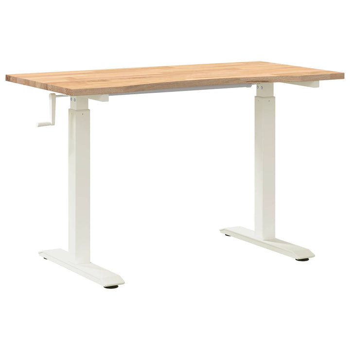 Bord med opbevaring Hvid og Naturlig 120 x 60 cm Massivt Eg Træ