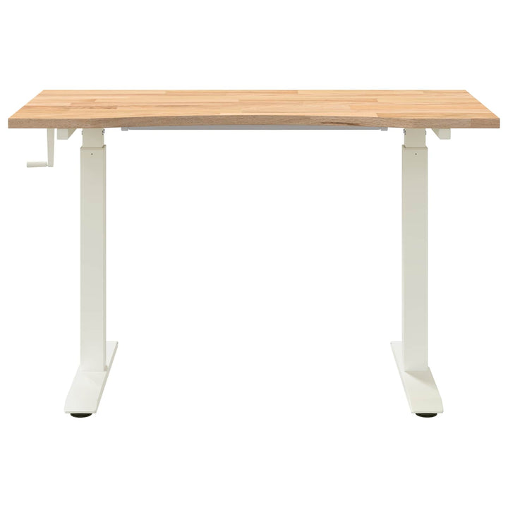 Bord med opbevaring Hvid og Naturlig 120 x 60 cm Massivt Eg Træ