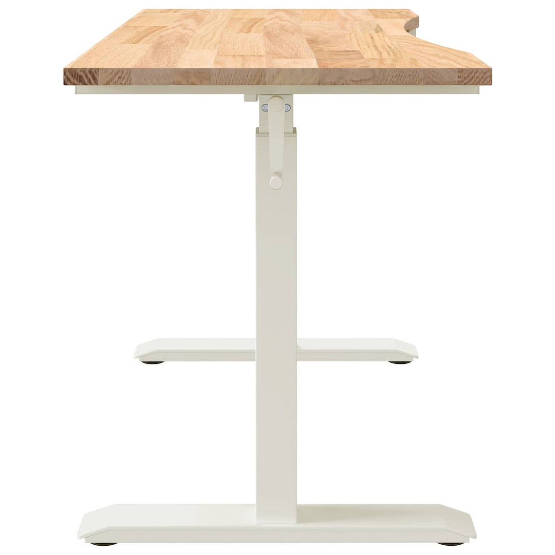 Bord med opbevaring Hvid og Naturlig 120 x 60 cm Massivt Eg Træ