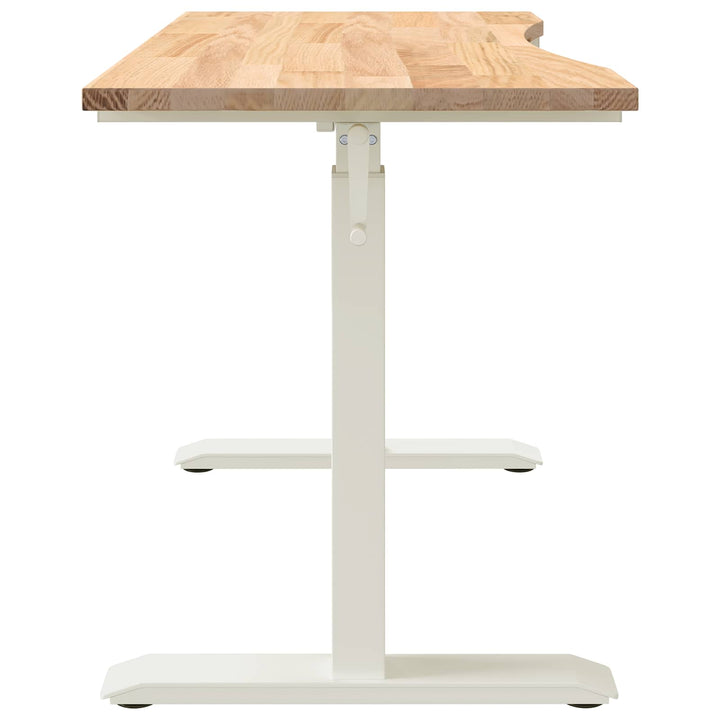 Bord med opbevaring Hvid og Naturlig 120 x 60 cm Massivt Eg Træ