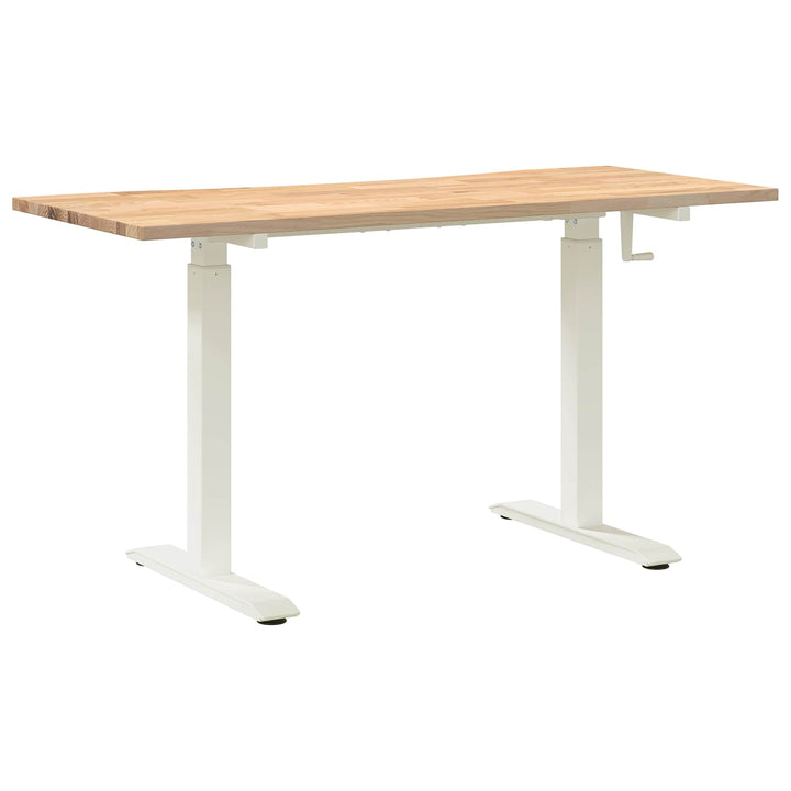 Bord med opbevaring Hvid og Naturlig 140 x 60 cm Massivt Eg Træ