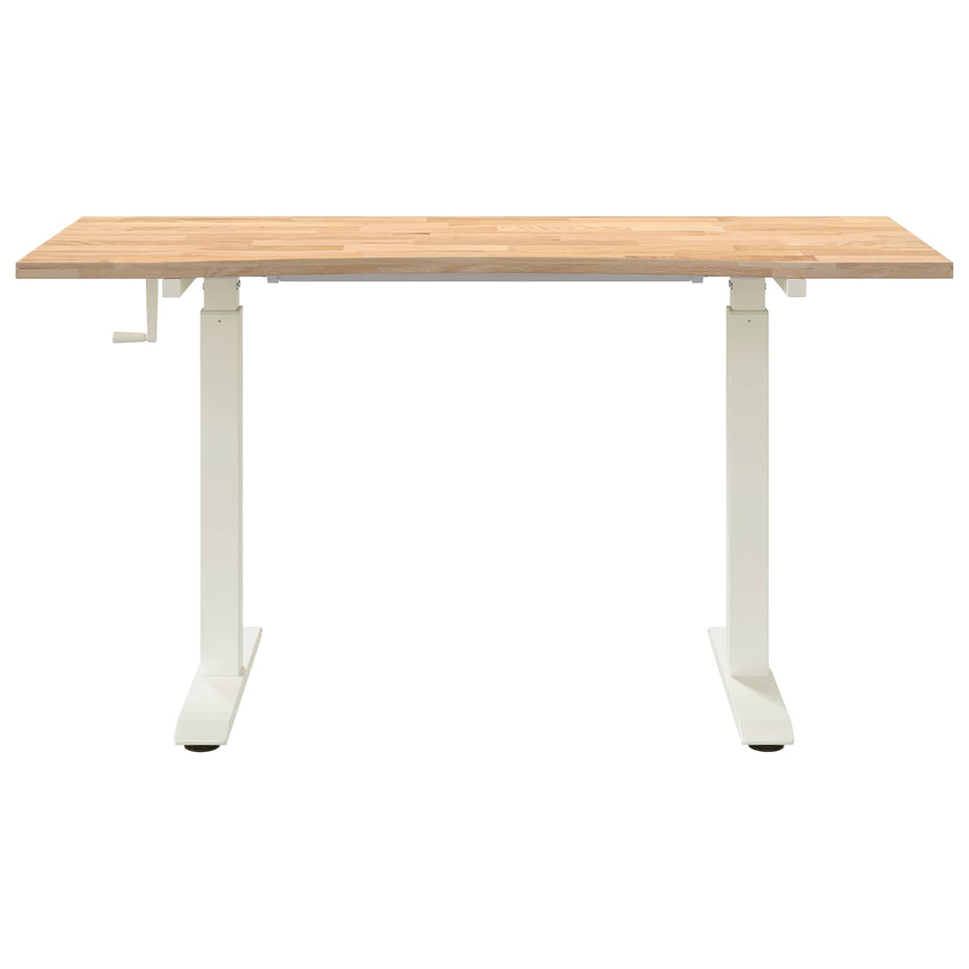 Bord med opbevaring Hvid og Naturlig 140 x 60 cm Massivt Eg Træ