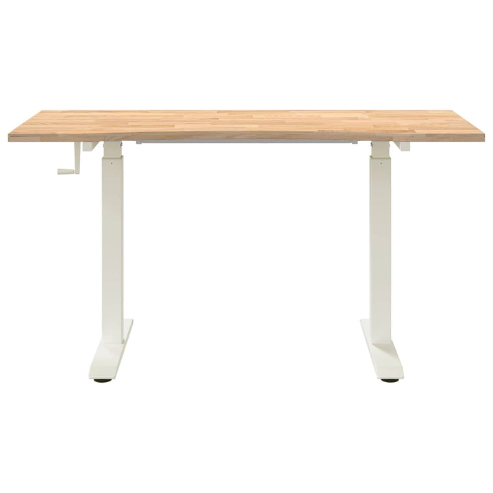 Bord med opbevaring Hvid og Naturlig 140 x 60 cm Massivt Eg Træ