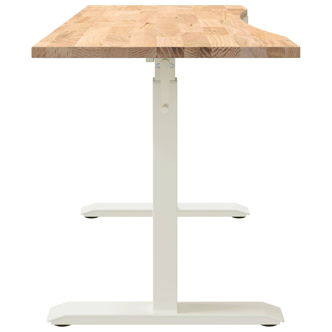 Bord med opbevaring Hvid og Naturlig 140 x 60 cm Massivt Eg Træ
