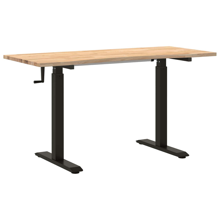 Bord med opbevaring Sort og naturlig 140 x 60 cm Massivt Eg Træ